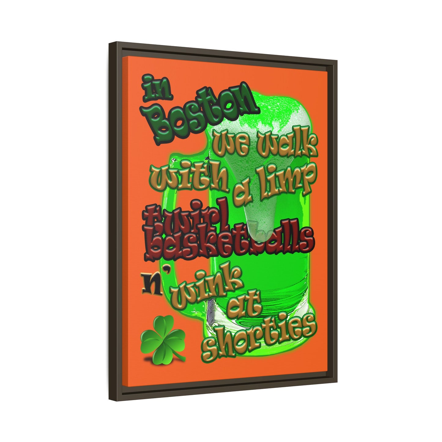 celtics logo - framed canvas art (orange)