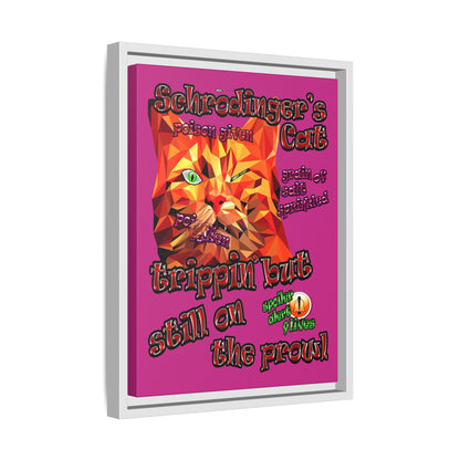 schrodinger's cat - framed canvas art (pink)