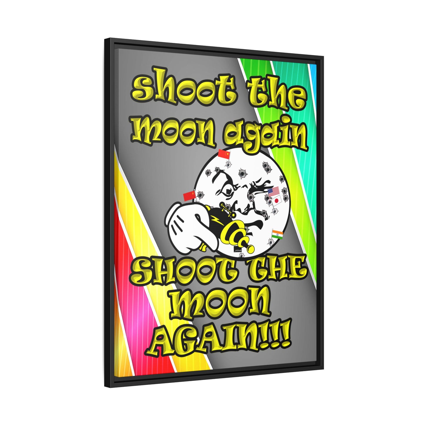 shoot the moon again - framed canvas art (rainbow split)