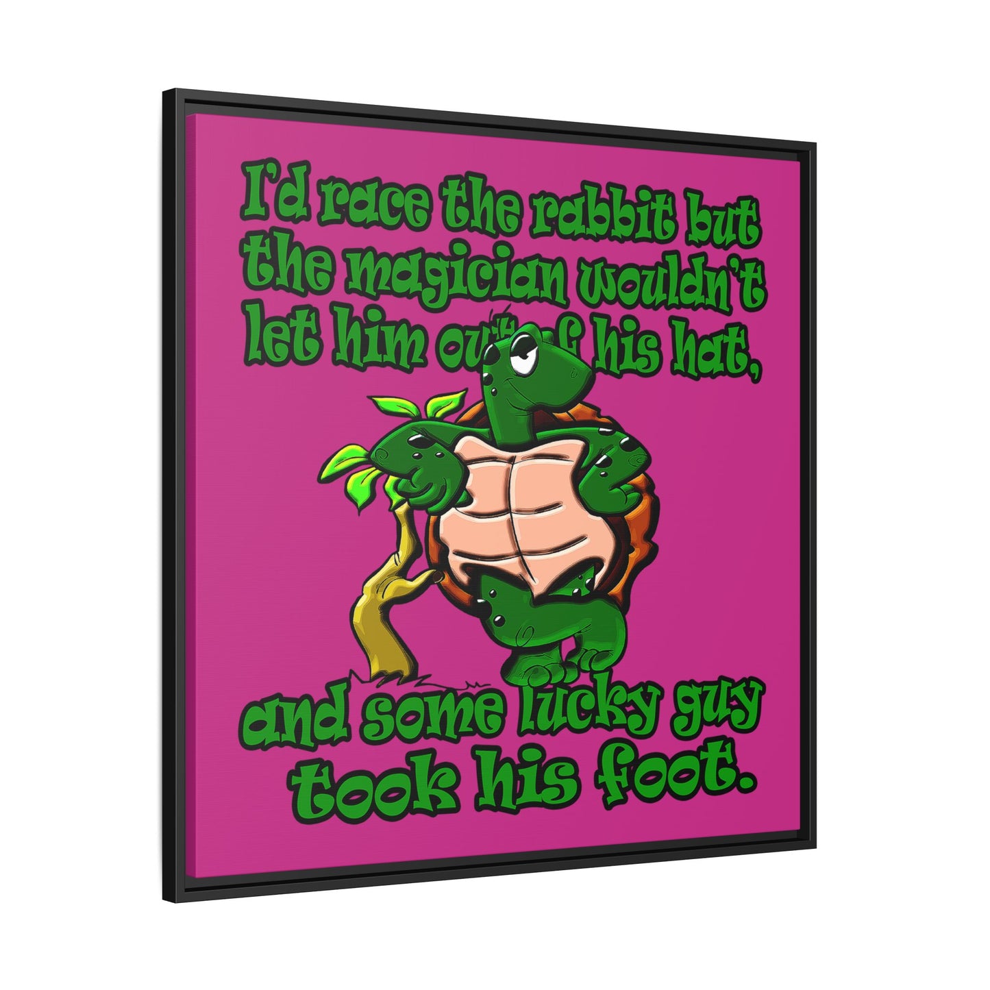 turtle race - framed canvas art (pink)