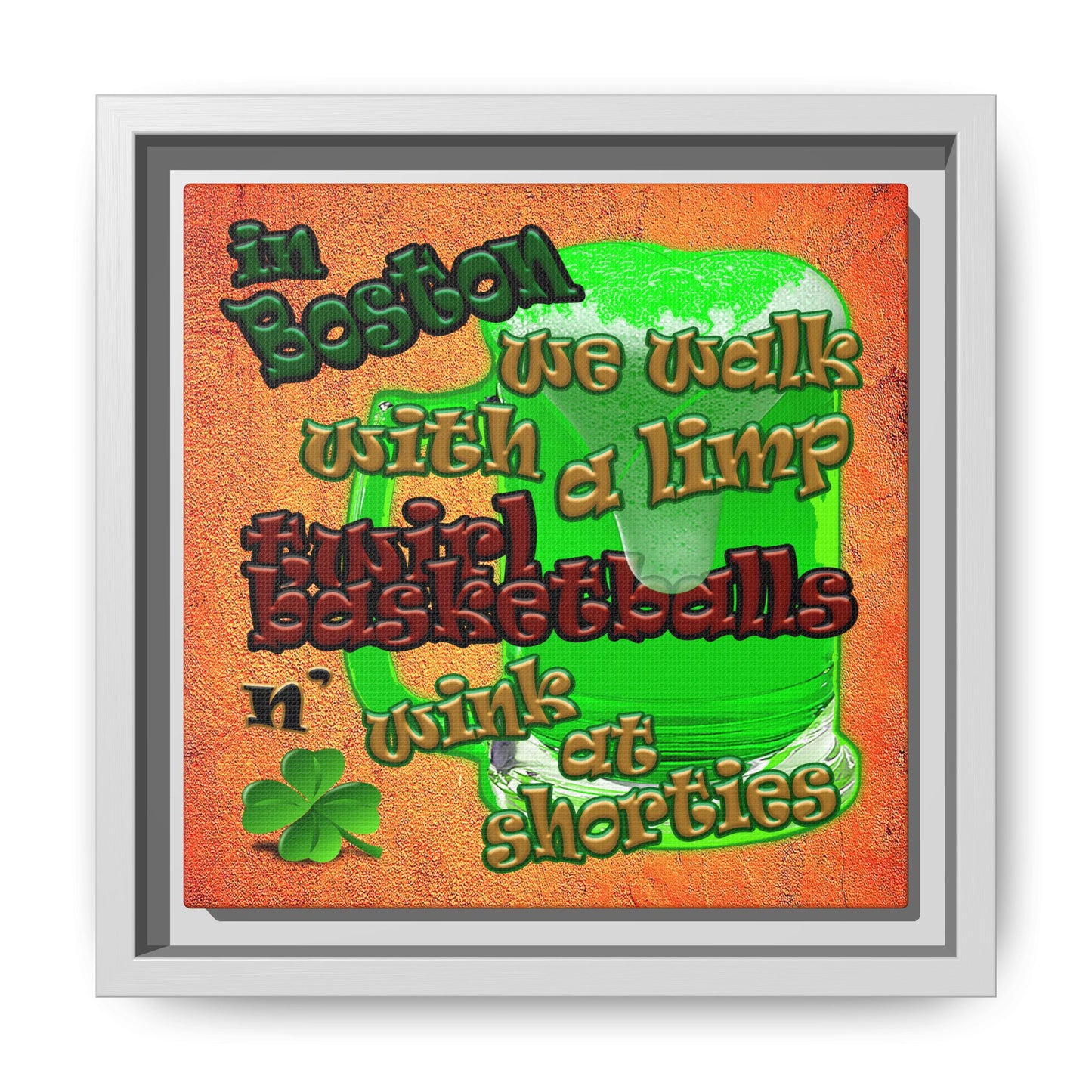celtics logo - framed canvas art (burnt orange)
