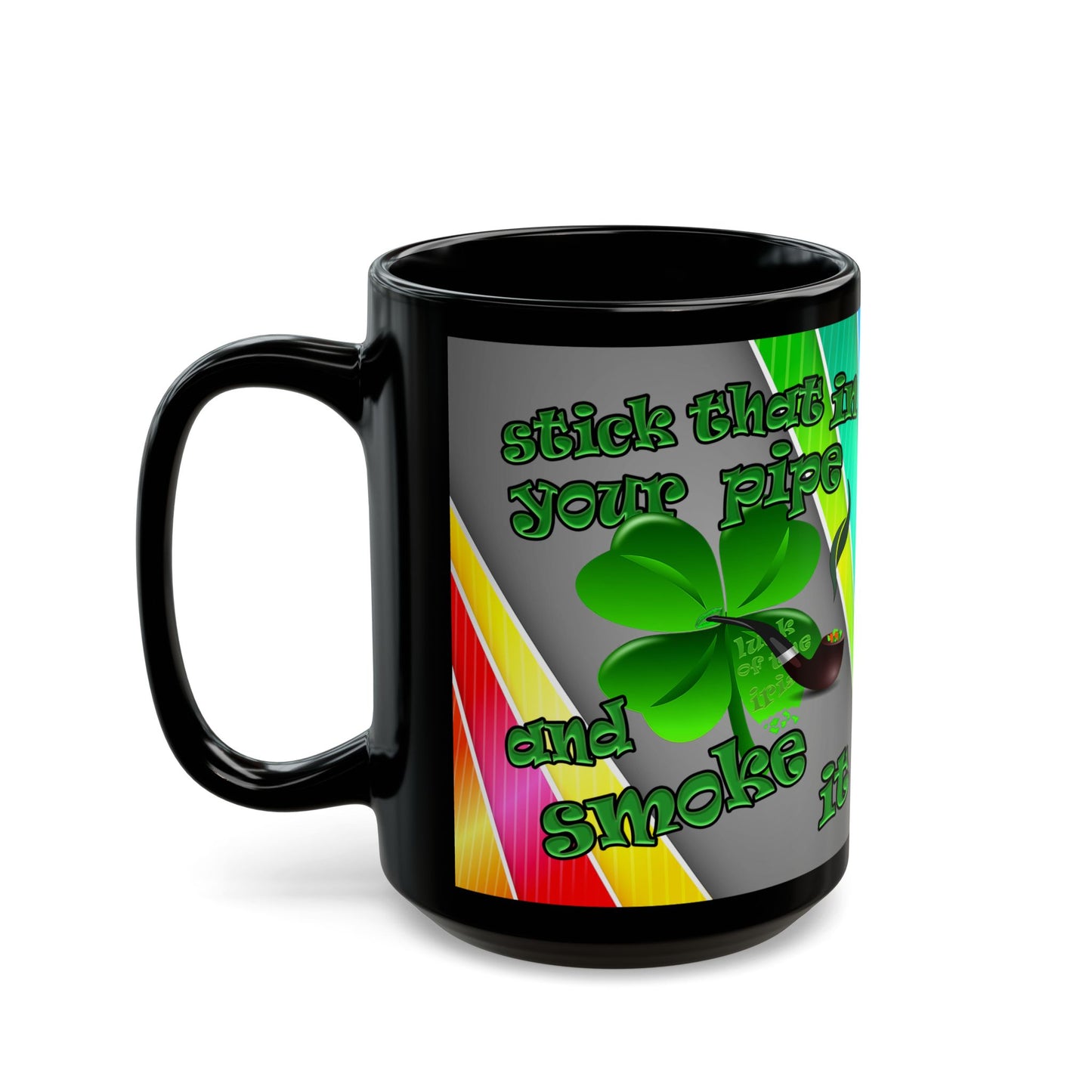 celtics logo - Black Mug (rainbow split)