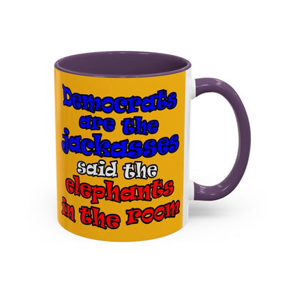donkeys and elephants - Accent Mug (yellow)