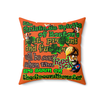 christmas spirits of boston - Faux Suede Square Pillow - (orange)