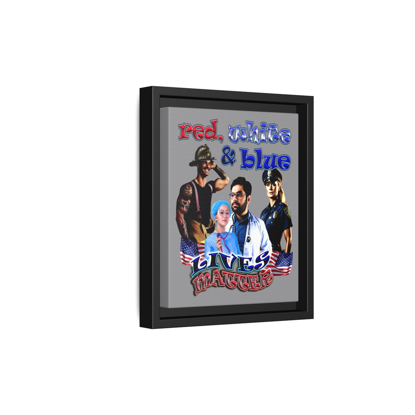 rw&b lives matter - framed canvas art (grey)