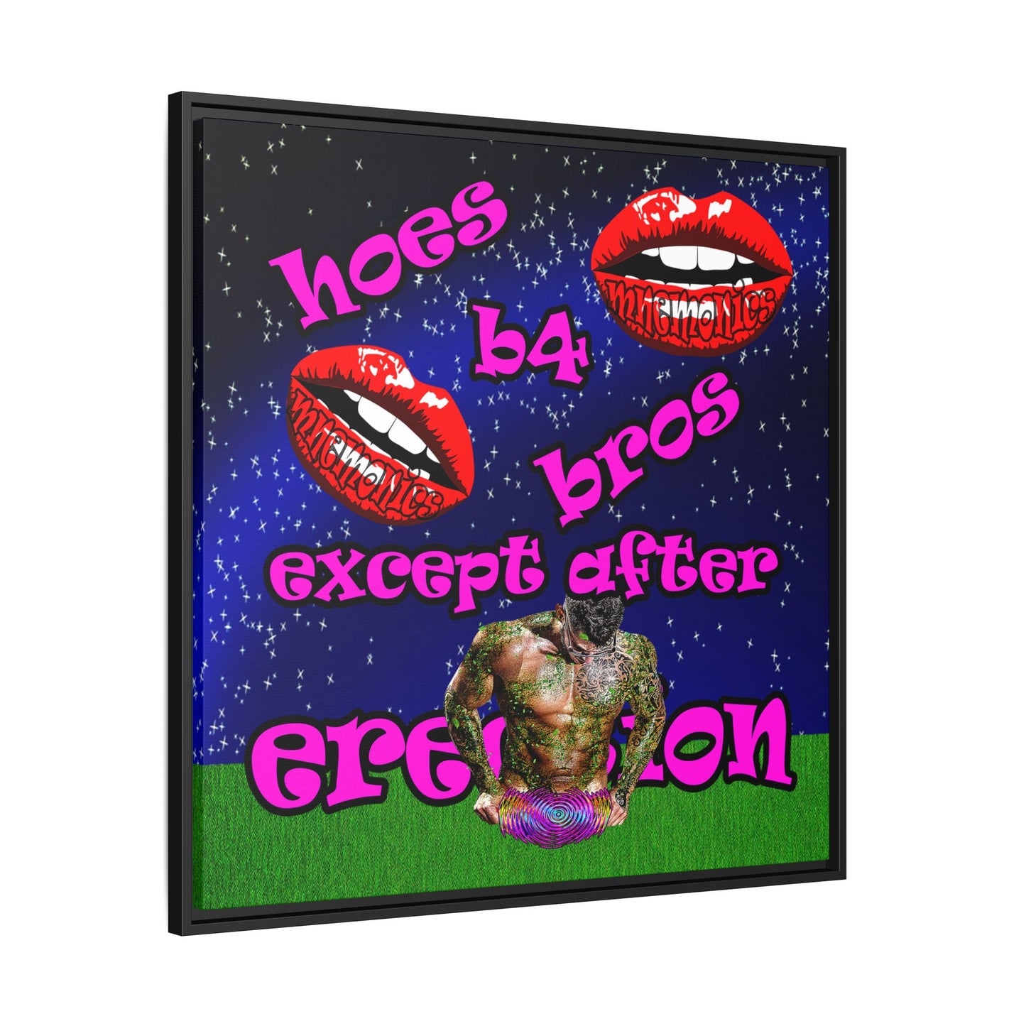 hoes b4 bros - framed canvas art ('snoops' background)