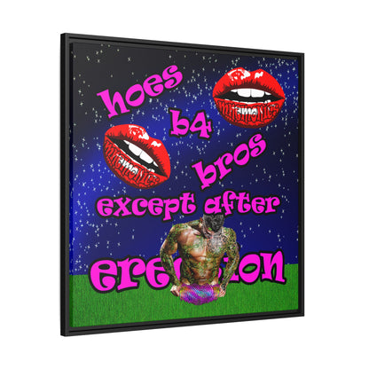 hoes b4 bros - framed canvas art ('snoops' background)