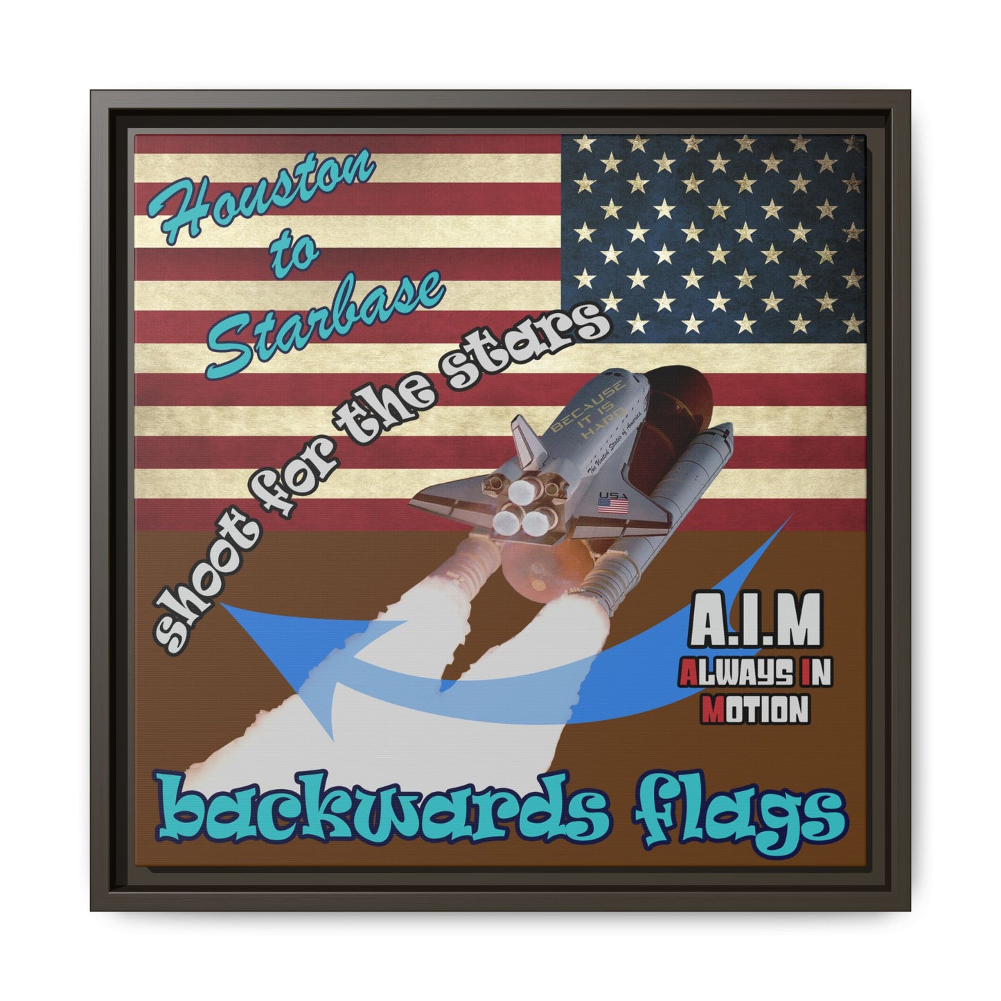 shoot for the stars - framed canvas art (brown)