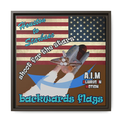 shoot for the stars - framed canvas art (brown)