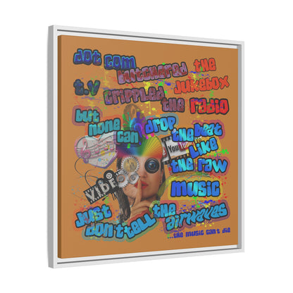 drop the beat - framed canvas art (light brown)