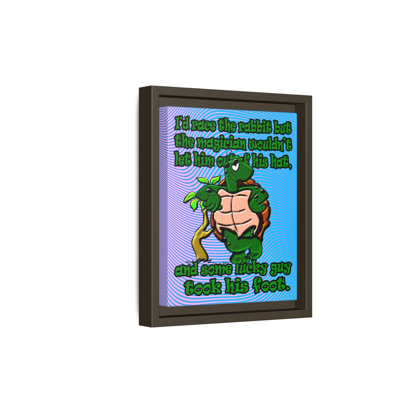 turtle race - framed canvas art (light blue-purple wave)