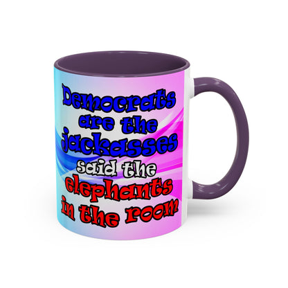 donkeys and elephants - Accent Mug (light blue-pink wave)