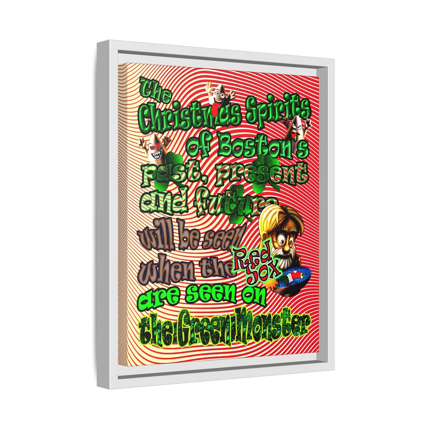 christmas spirits of boston - framed canvas art (yellow-orange wave)