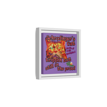 schrodinger's cat - framed canvas art (light purple)
