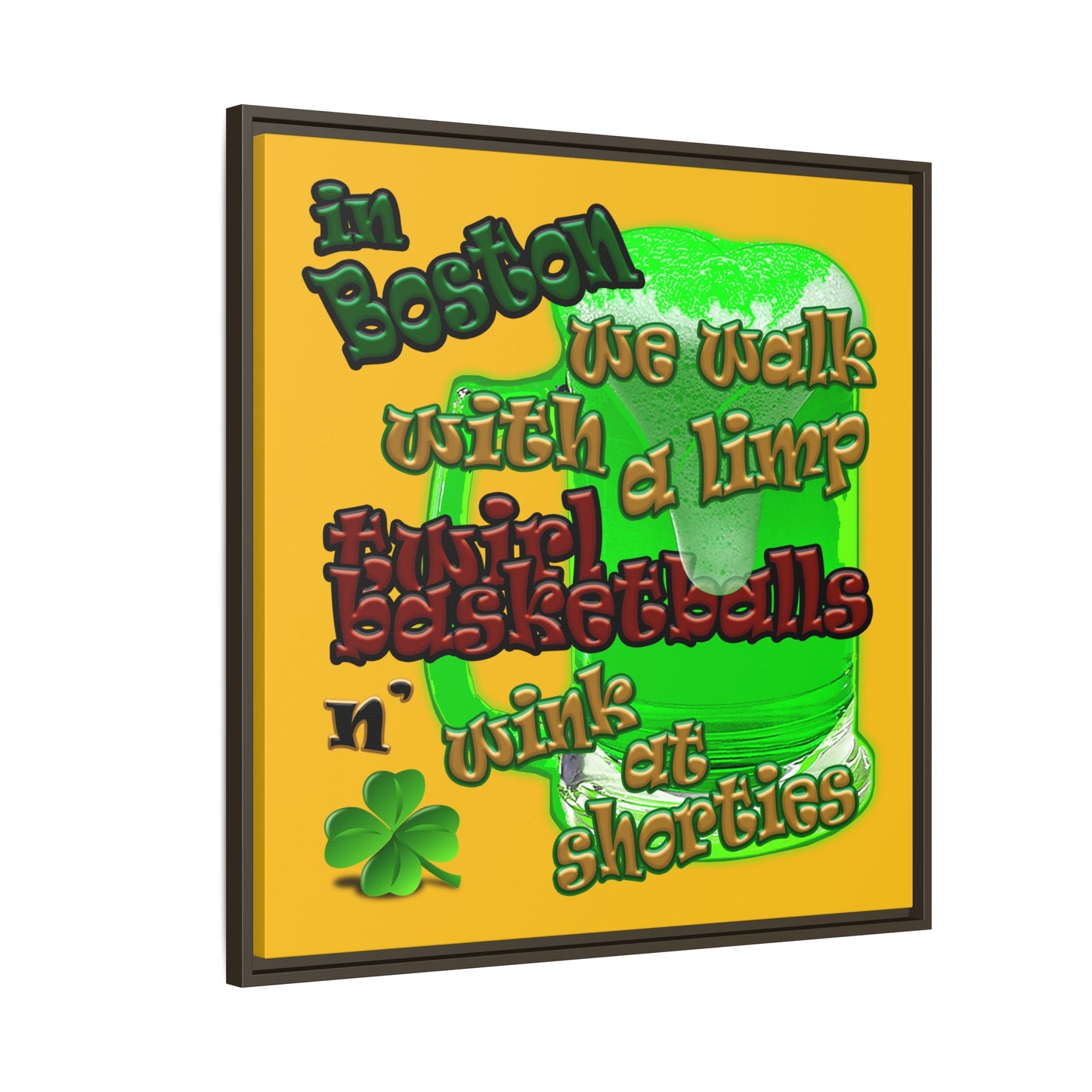 celtics logo - framed canvas art (yellow)