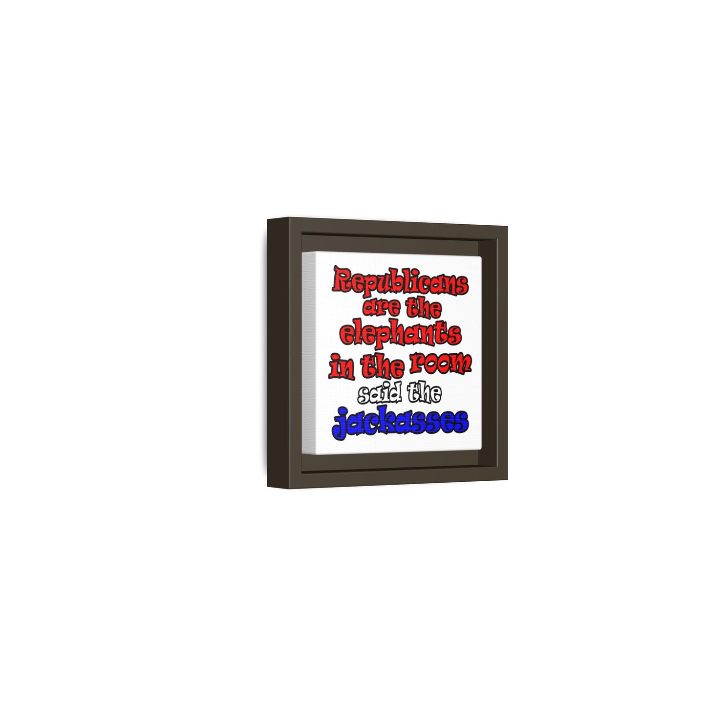 donkeys and elephants - framed canvas art (white)