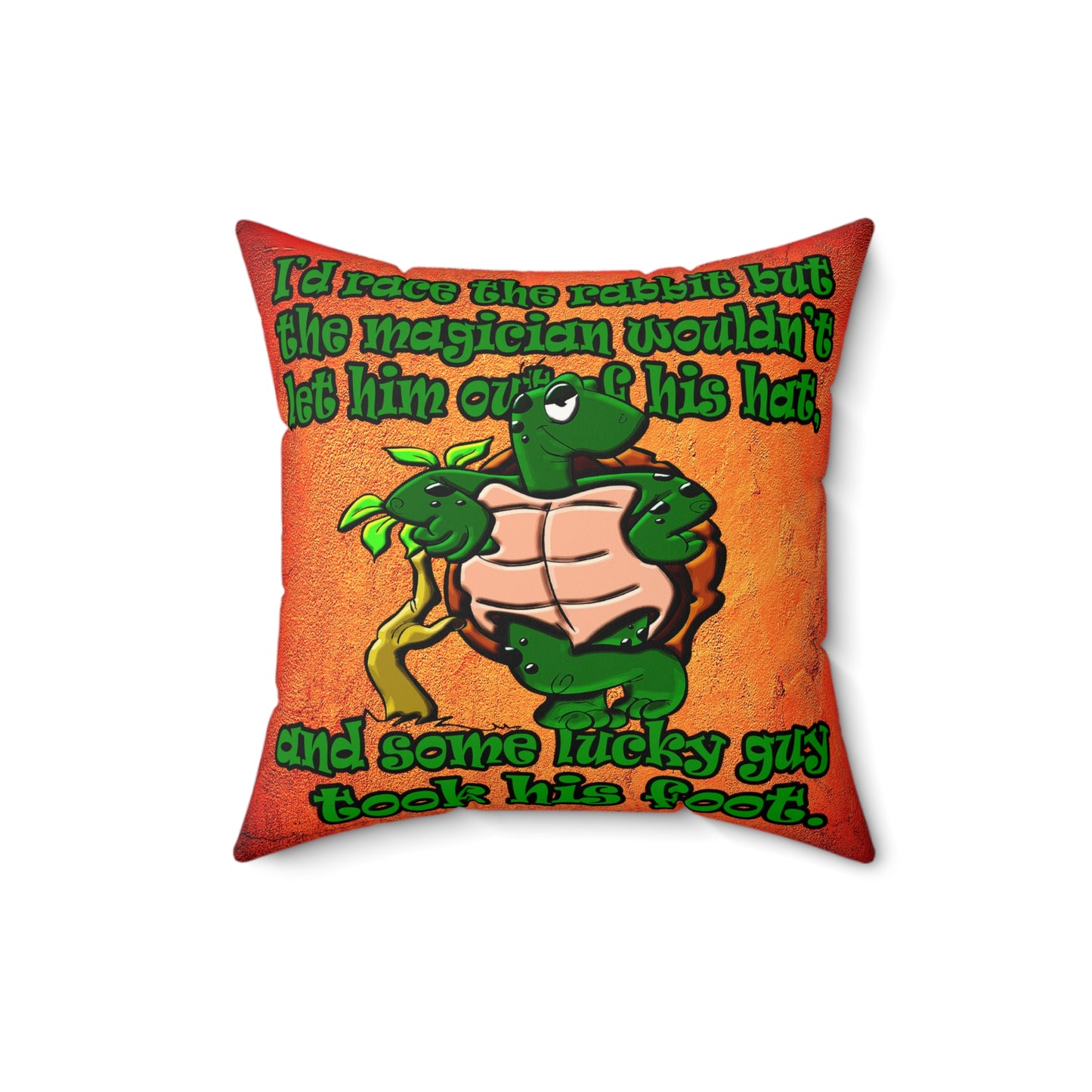 turtle race - Faux Suede Square Pillow - (burnt orange)