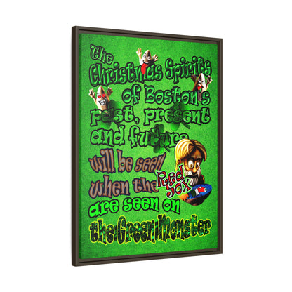 christmas spirits of boston - framed canvas art (green turf)