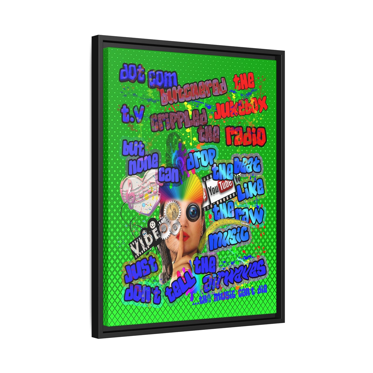 drop the beat - framed canvas art (logo green)