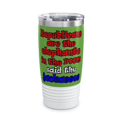 donkeys and elephants - Ringneck Tumbler, 20oz (green)