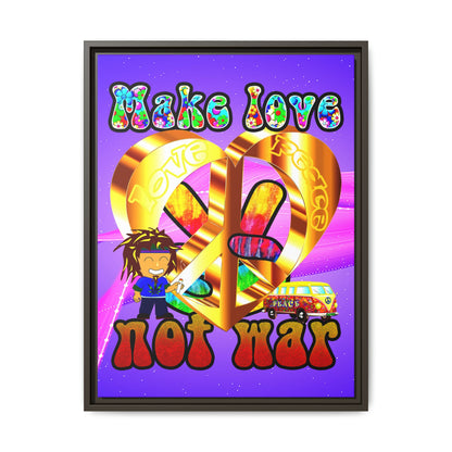 love peace - framed canvas art (purple-pink wave)