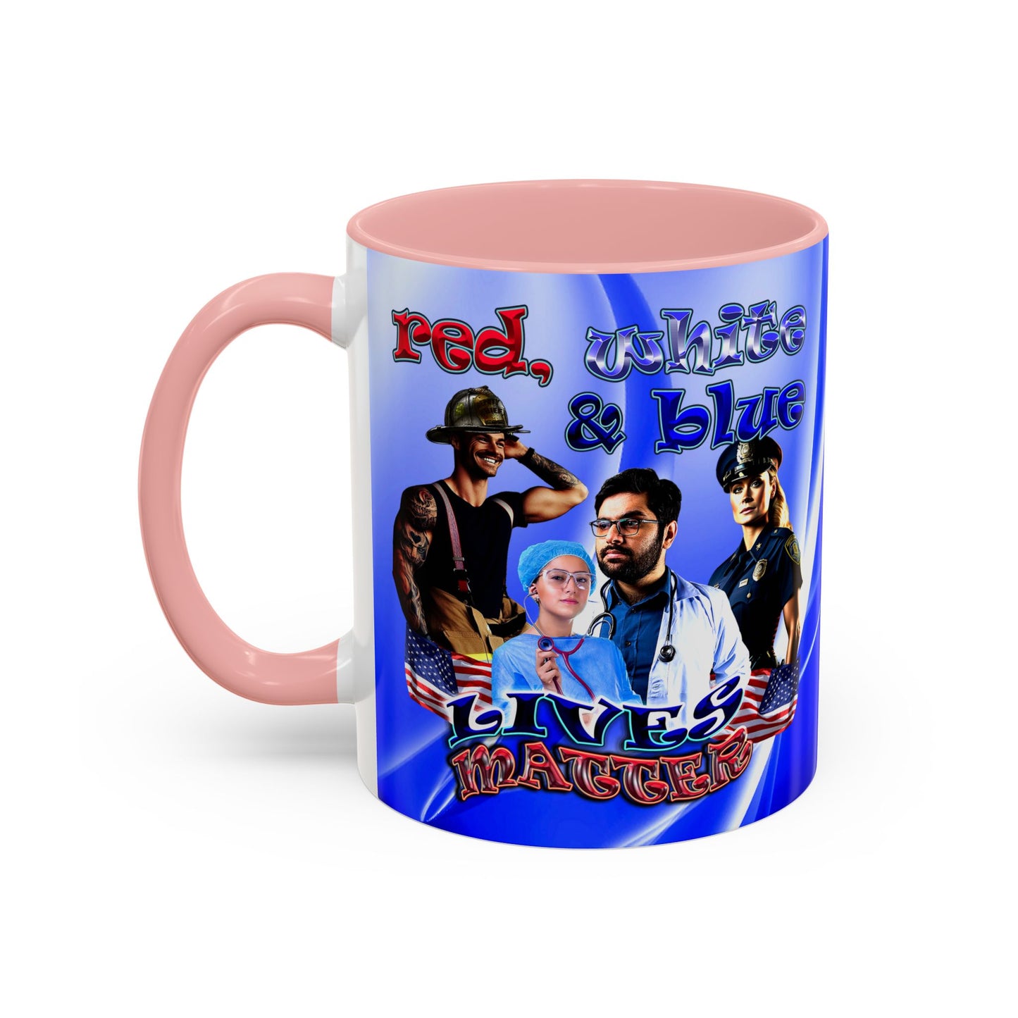 rw&b lives matter - Accent Mug (blue-white wave)