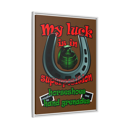 my luck - framed canvas art (brown)