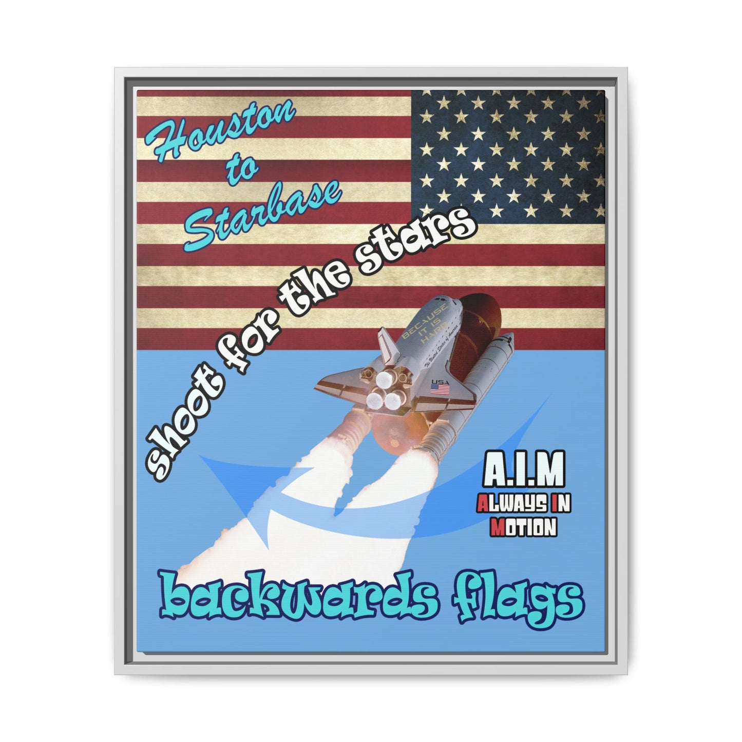 shoot for the stars - framed canvas art (light blue)