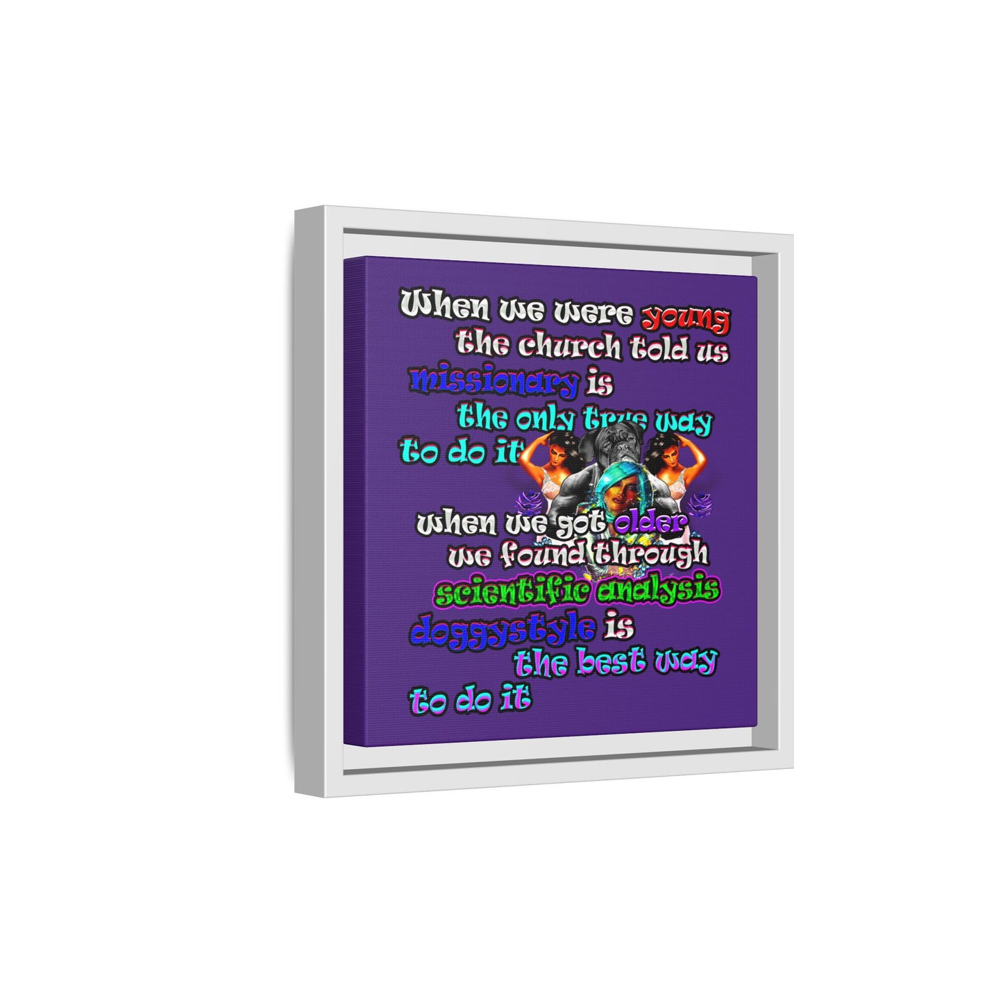 doggystyle - framed canvas art (purple)