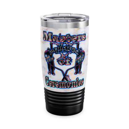 em cee squared - Ringneck Tumbler, 20oz (white marble)