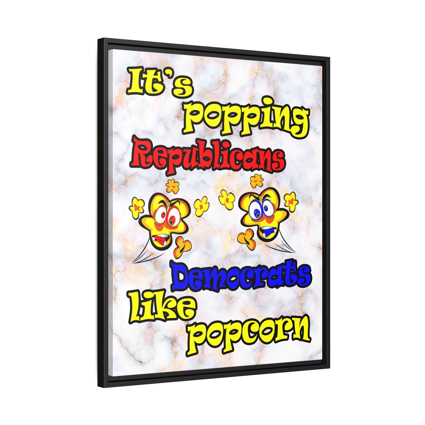 popping like popcorn - framed canvas art (white marble)
