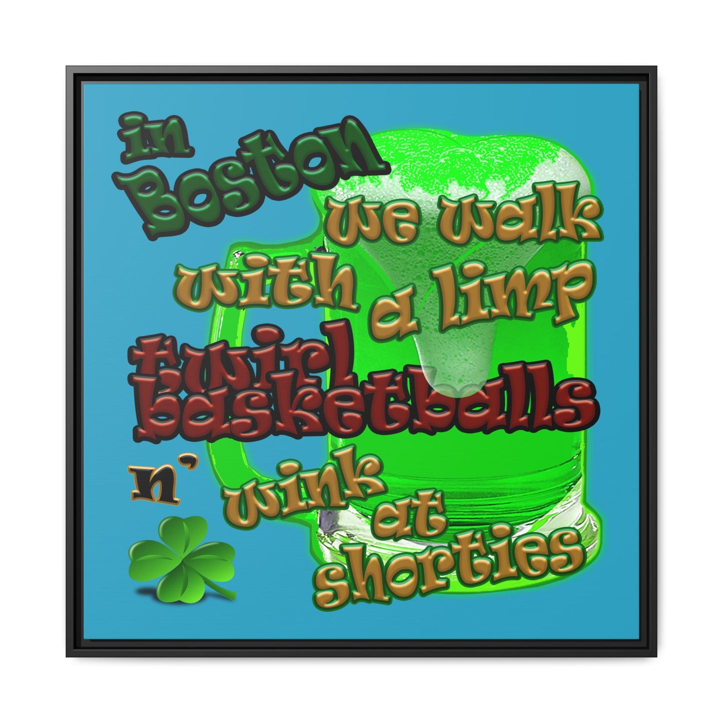 celtics logo - framed canvas art (turquoise)