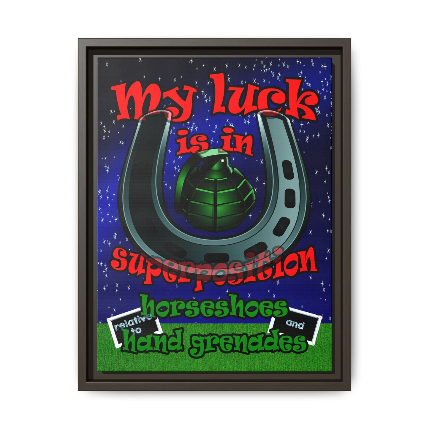 my luck - framed canvas art ('snoops' background)