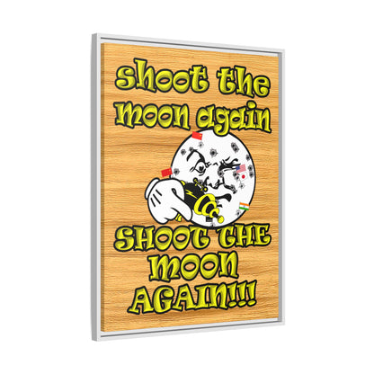 shoot the moon again - framed canvas art (butterscotch wood finish)