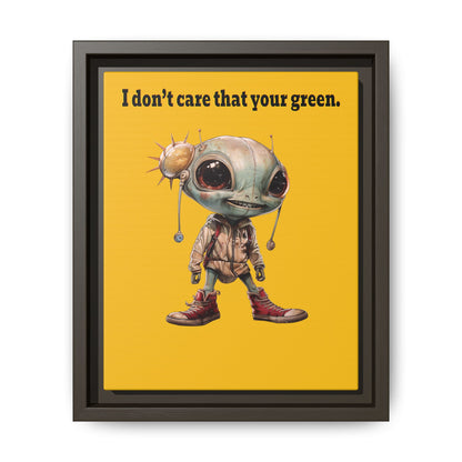 I don't care that your green - framed canvas art (yellow)