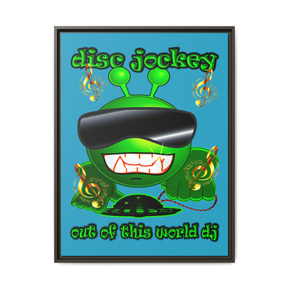 disc jockey - framed canvas art (turquoise)