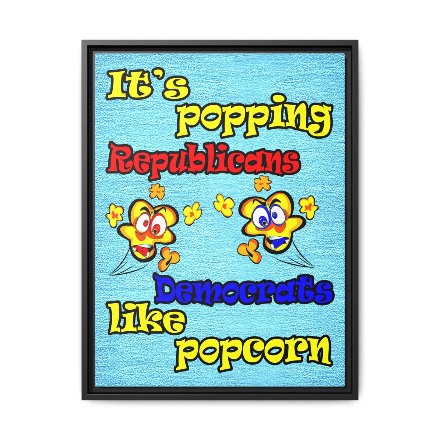 popping like popcorn - framed canvas art (faded dark blue)