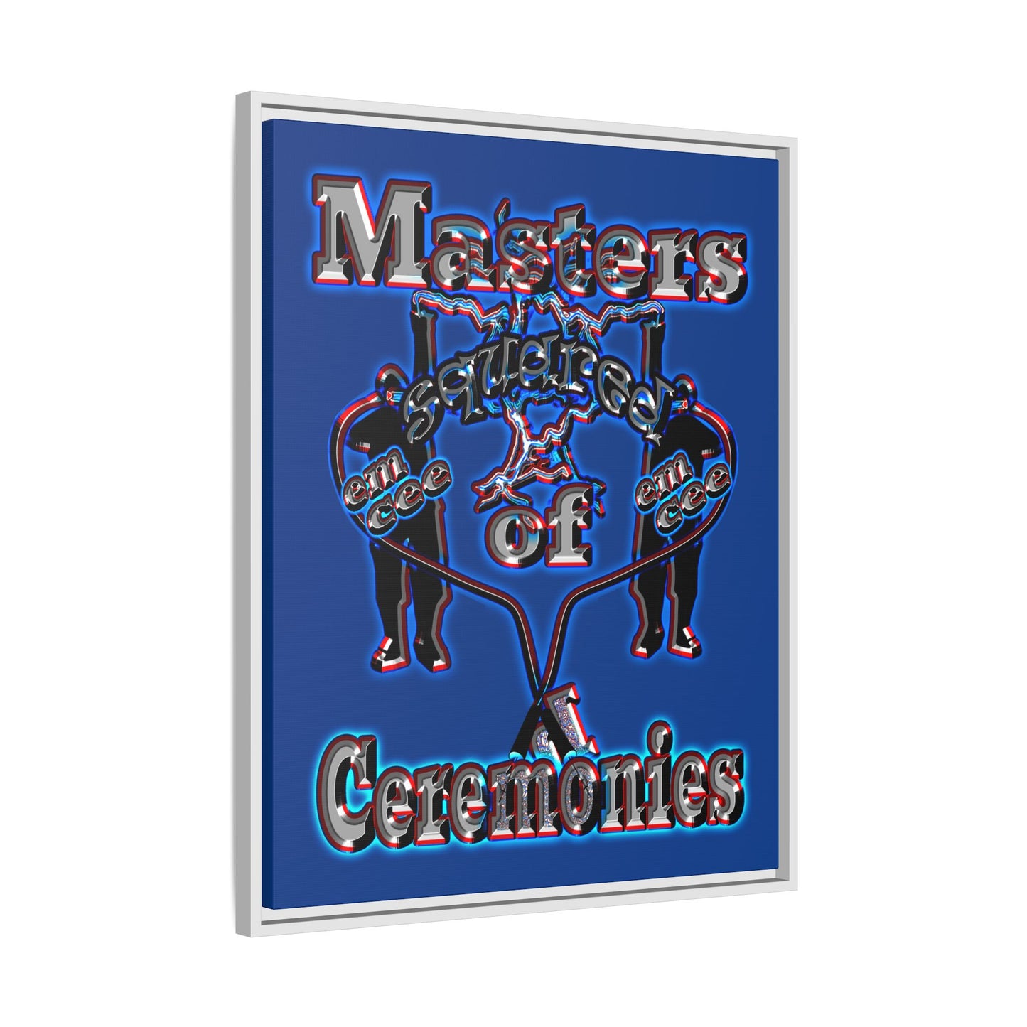em cee squared - framed canvas art (dark blue)