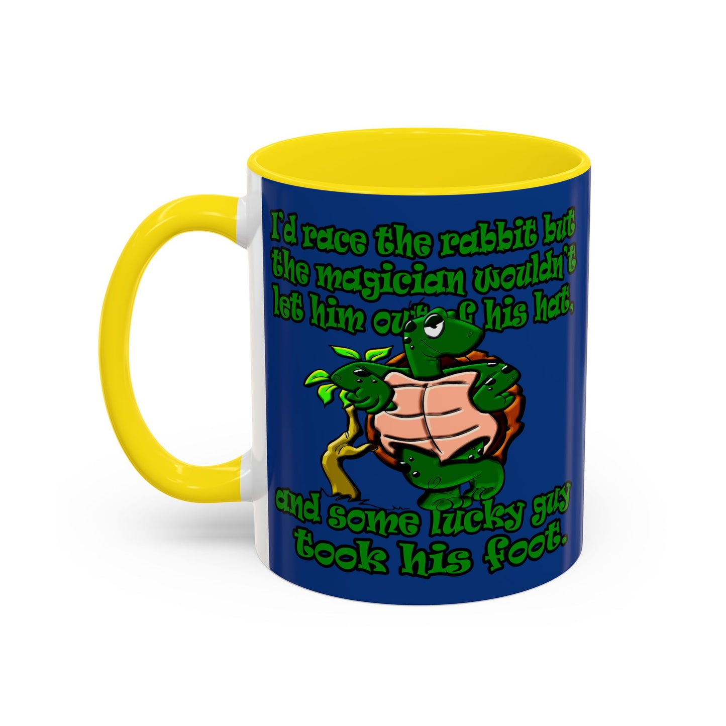turtle race - Accent Mug (dark blue)