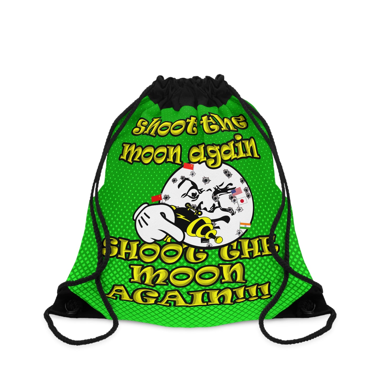 shoot the moon again - Drawstring Bag (logo green)