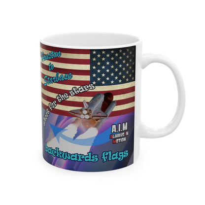 shoot for the stars - White Mug (grey-pink wave)