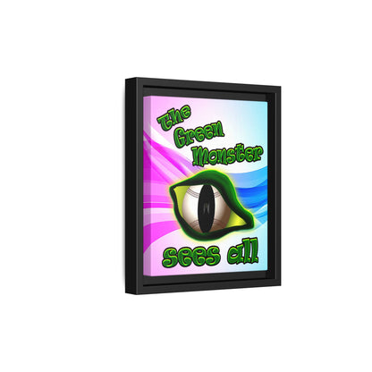 green monster - framed canvas art (light blue-pink wave)