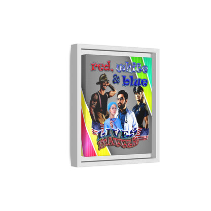 rw&b lives matter - framed canvas art (rainbow split)