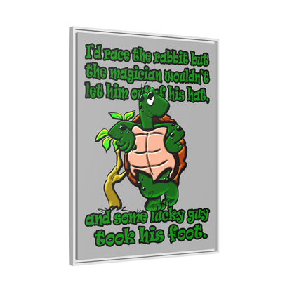 turtle race - framed canvas art (light grey)