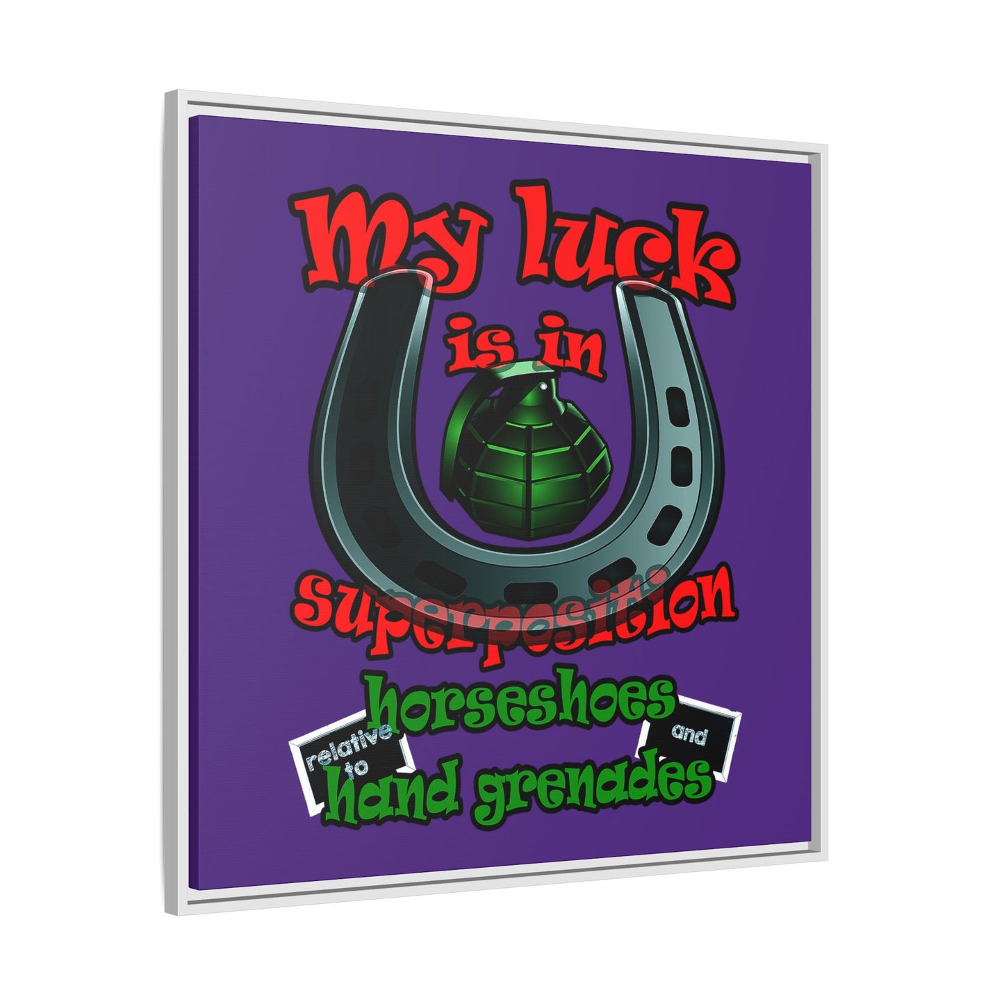 my luck - framed canvas art (purple)