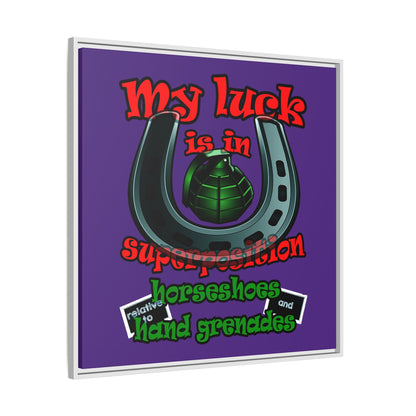 my luck - framed canvas art (purple)
