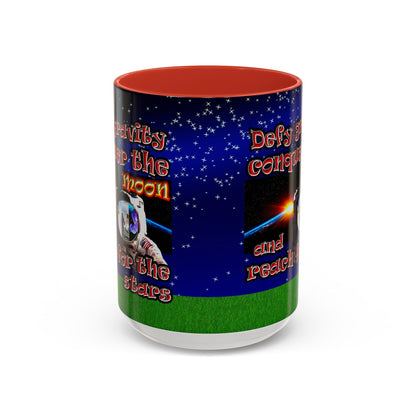defy conquer reach - Accent Mug ('snoops' background)