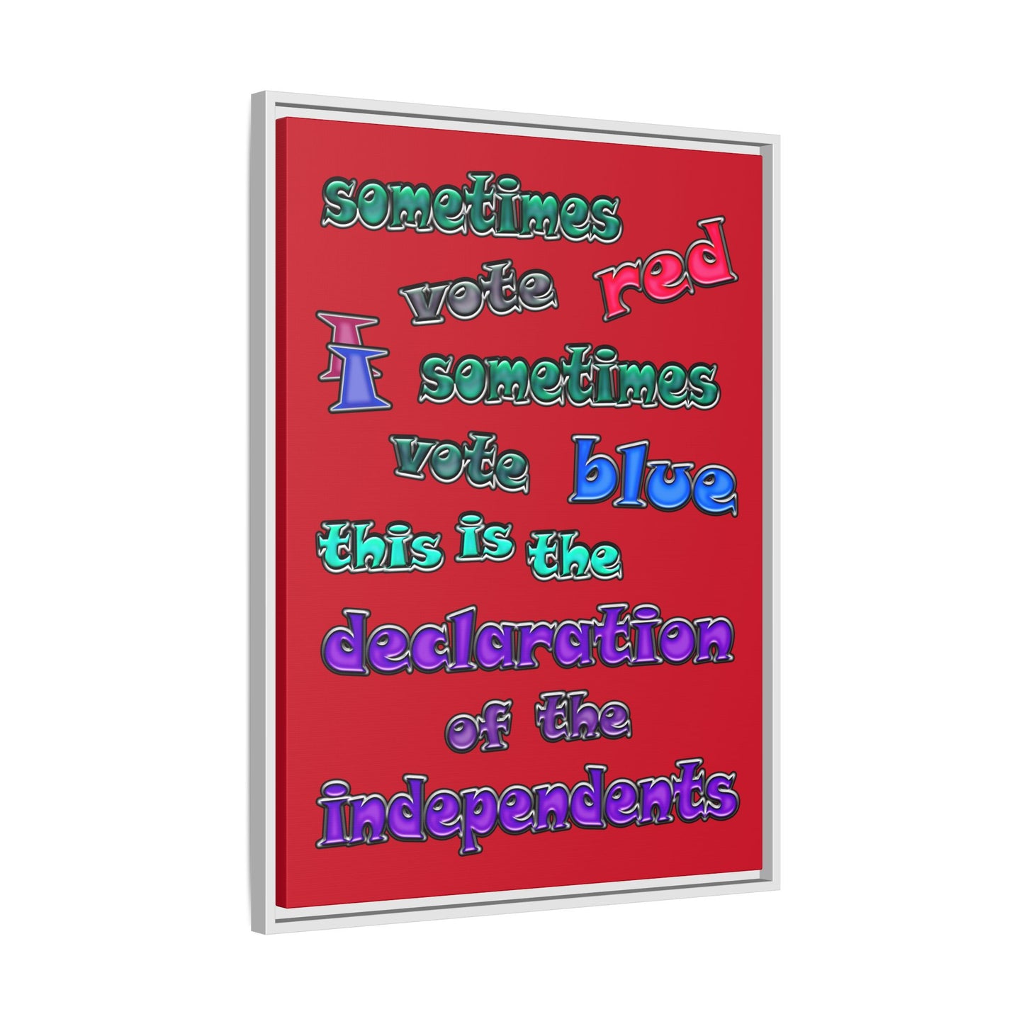 declaration of the independents - framed canvas art (dark red)