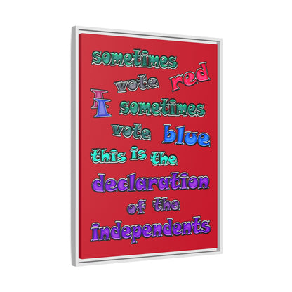 declaration of the independents - framed canvas art (dark red)