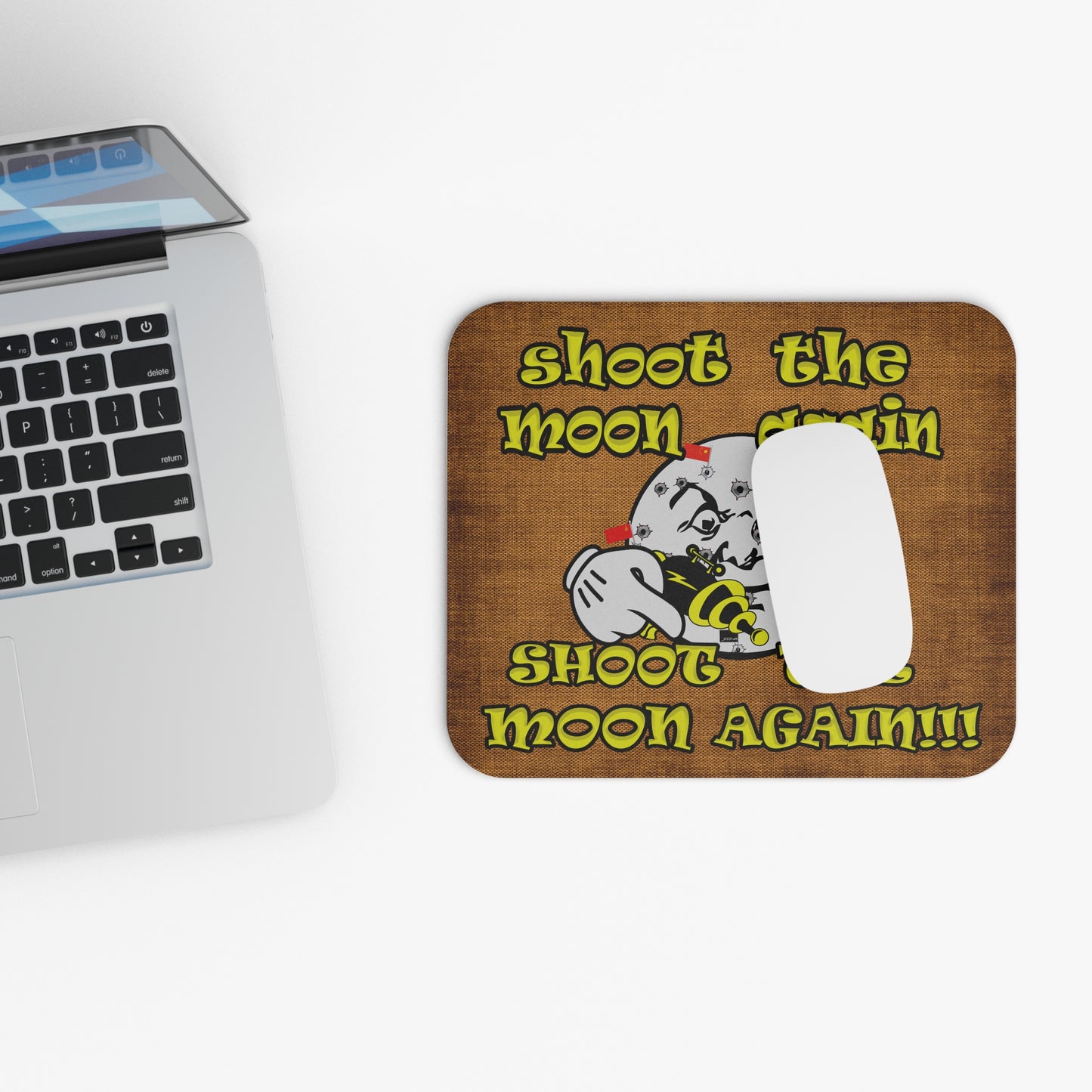 shoot the moon again - Mouse Pad (Rectangle) (brown papyrus)